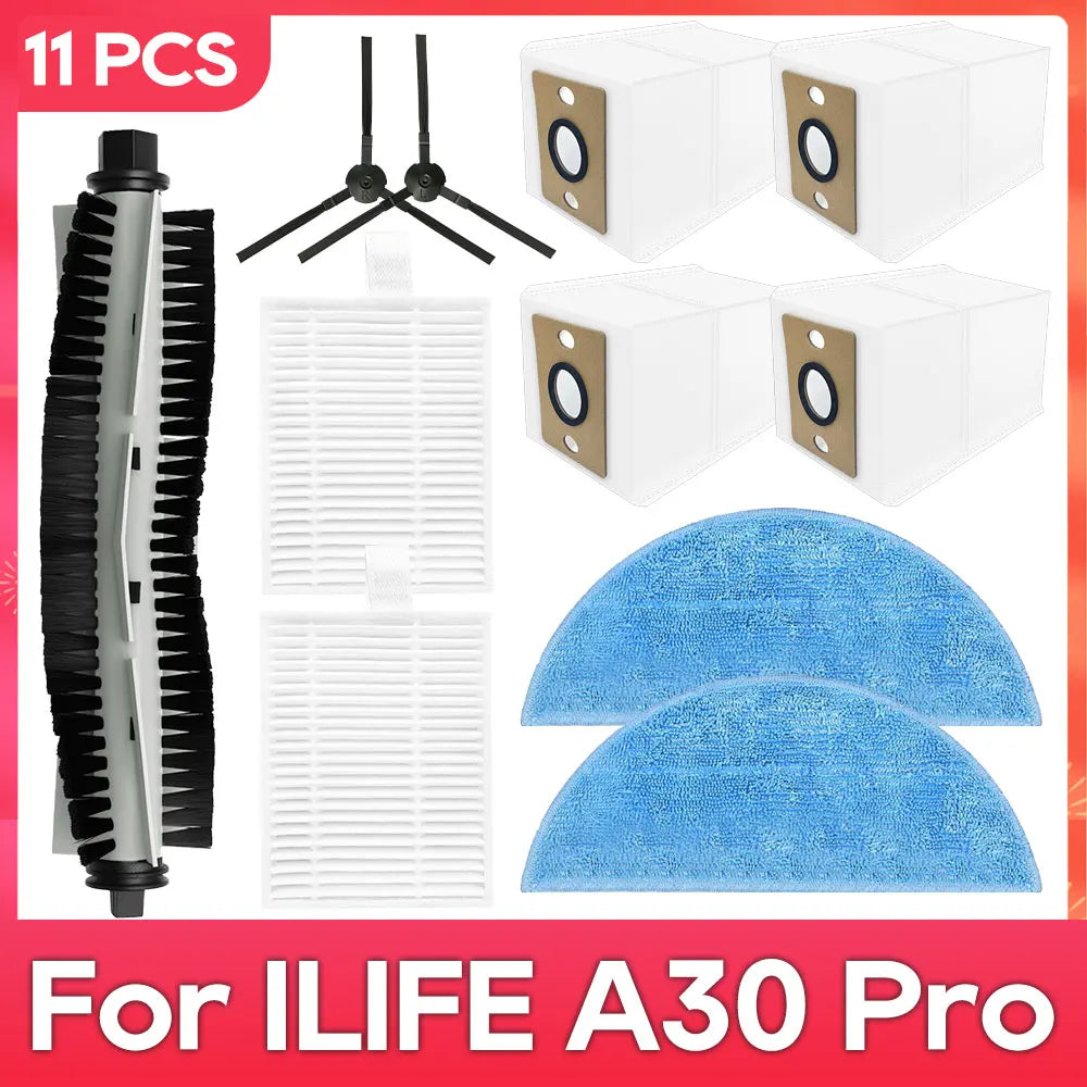 Fit For ( ILife A30 Pro ) Main Side Brush Filter Mop Dust Bag Parts Accessories Robot Vacuum Cleaner Kit