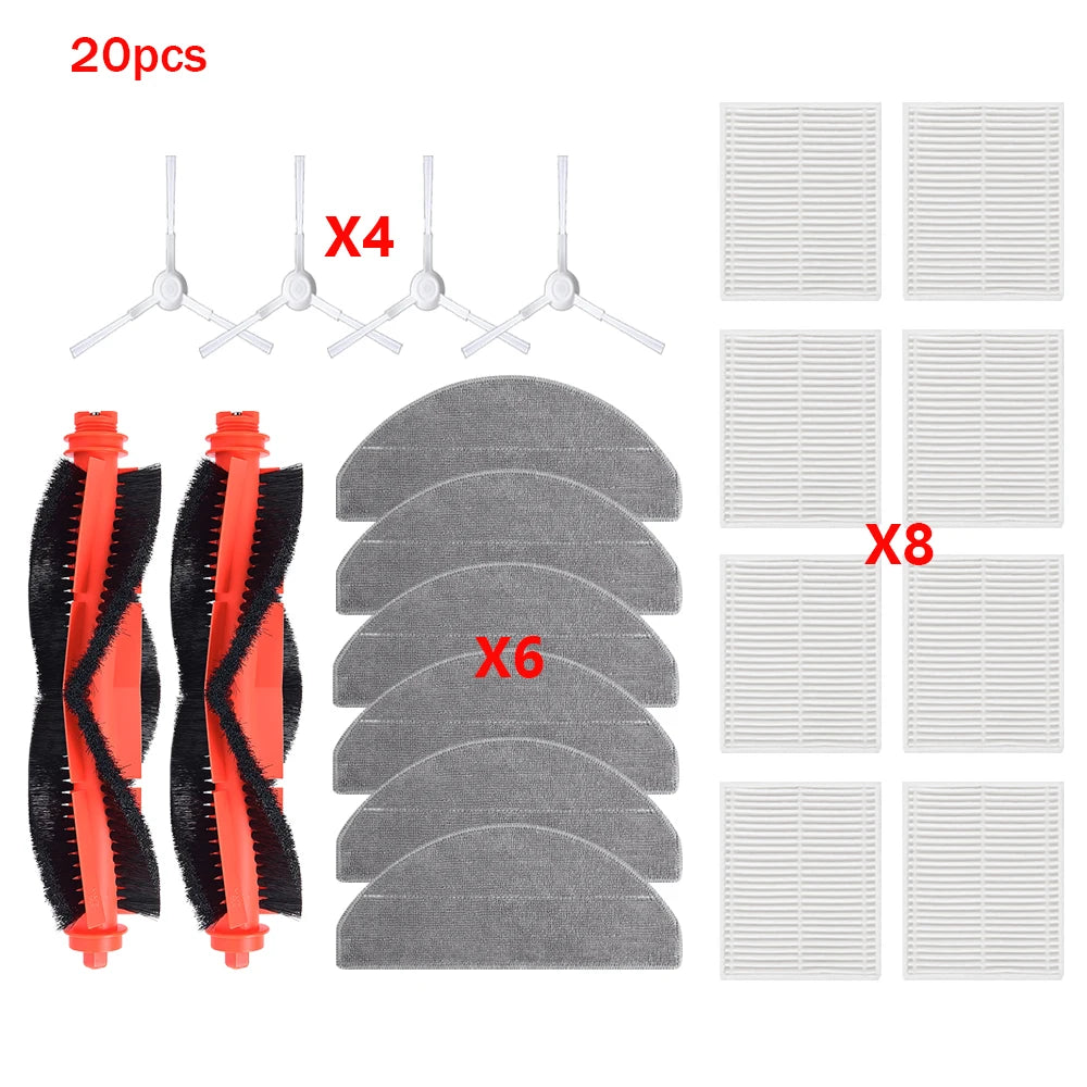 Sweeping Parts For Xiaomi S20 E12 E10 B112 D106 C103 E10C 3C Plus Robot Vacuum Cleaner Main Side Brush HEPA Filter Mop Cloths