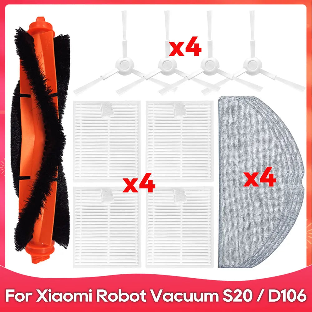 Fit For ( Xiaomi Robot Vacuum S20 D106 E12 E10 B112 ) Part Accessories Main Side Brush Mop Filter Robot Vacuum Cleaner Kit