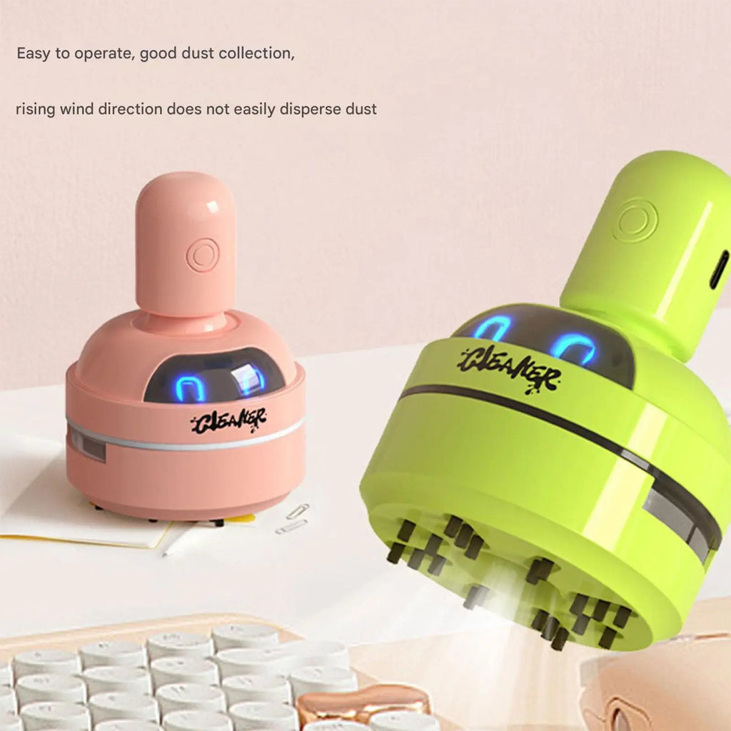 Cute Robot Desktop Vacuum Cleaner White USB Rechargeable Str