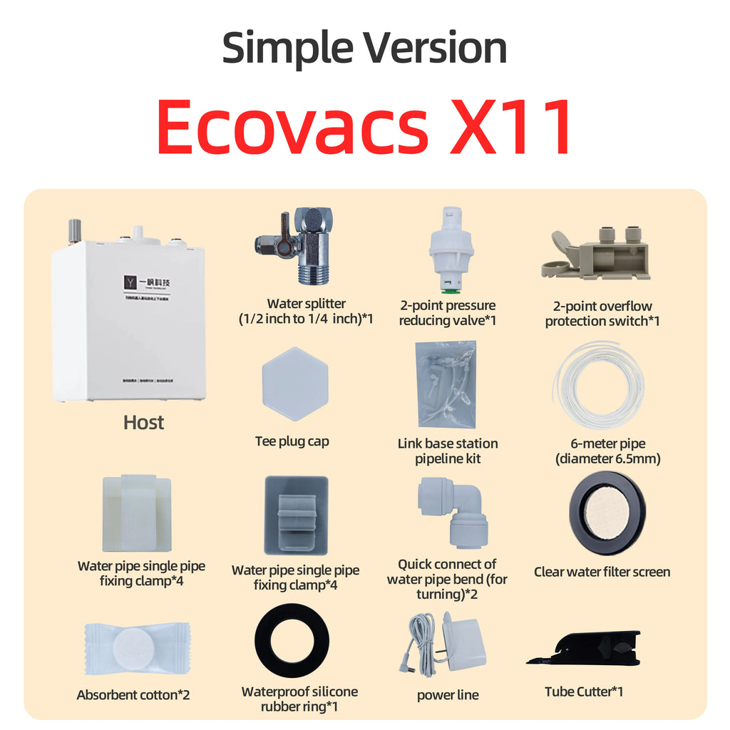 Ecovacs X11 X12 T90 X9 T50 X8 X1 Robot Vacuum Water Change Kit Auto Water Refill and Drain Water Hookup Accessories ModuleM