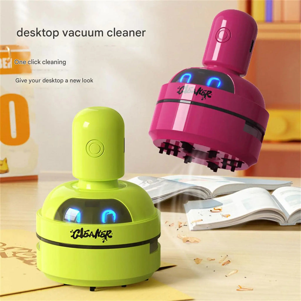 Cute Robot Desktop Vacuum Cleaner White USB Rechargeable Str