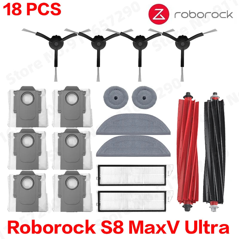 Roborock S8 MaxV Ultra Robot Vacuum Cleaner Accessories Mop Cloth Vacuum Bags Side Brush Filter Replaceable Spare Parts