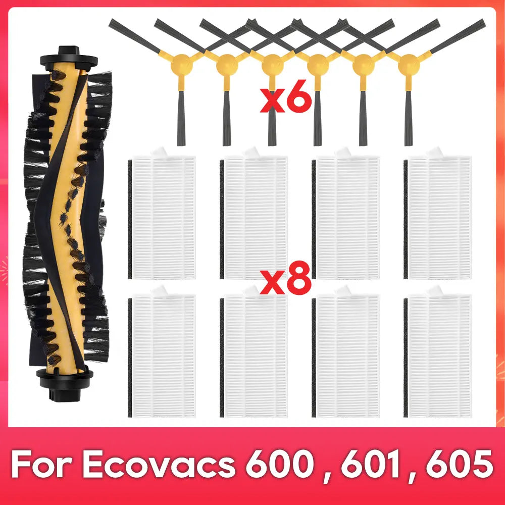 Fit For ( Ecovacs DEEBOT 600 DO3G 601 605 ) Robot Vacuums Roller Side Brush Cover Filter Replacement Spare Part Accessory