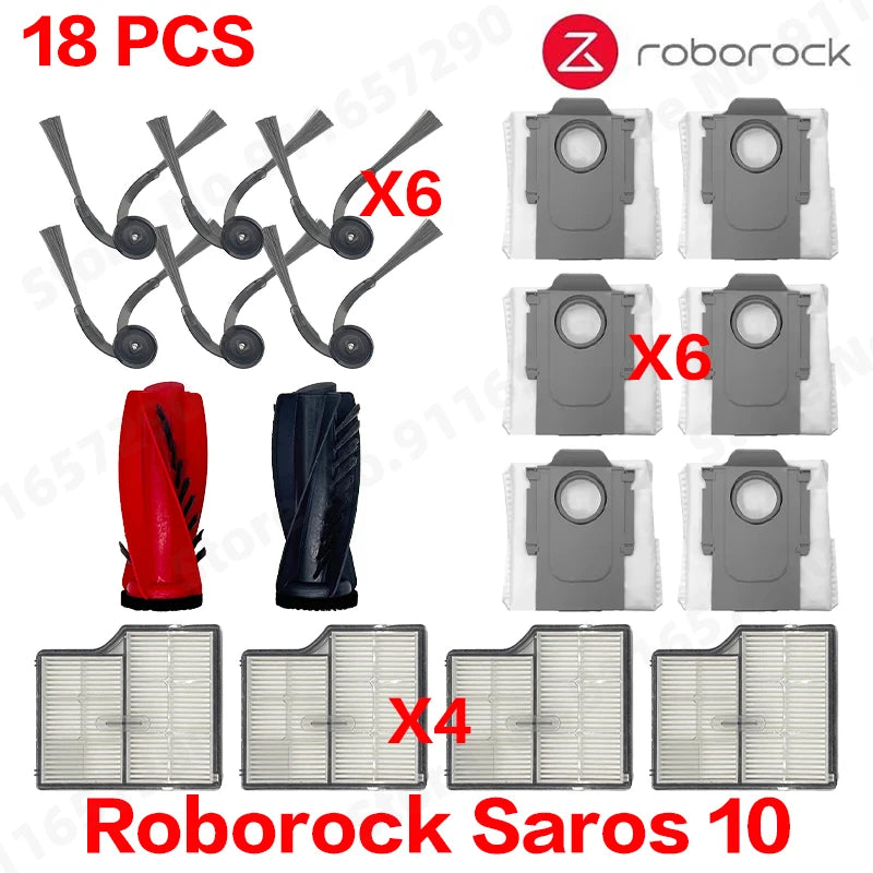 Roborock Saros 10 Accessories Main Roller Side Brush Hepa Filter Mop Cloth Dust Bag Robot Vacuum Cleaner Parts