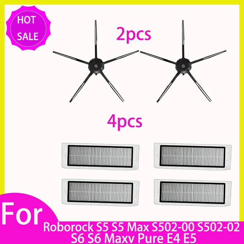 HEPA Filter Mop for Roborock S5 S502-00 S502-02 S5 Max S6 MaxV S6 Pure E4 E5 Robot Vacuum Spare Parts Main Side Brush