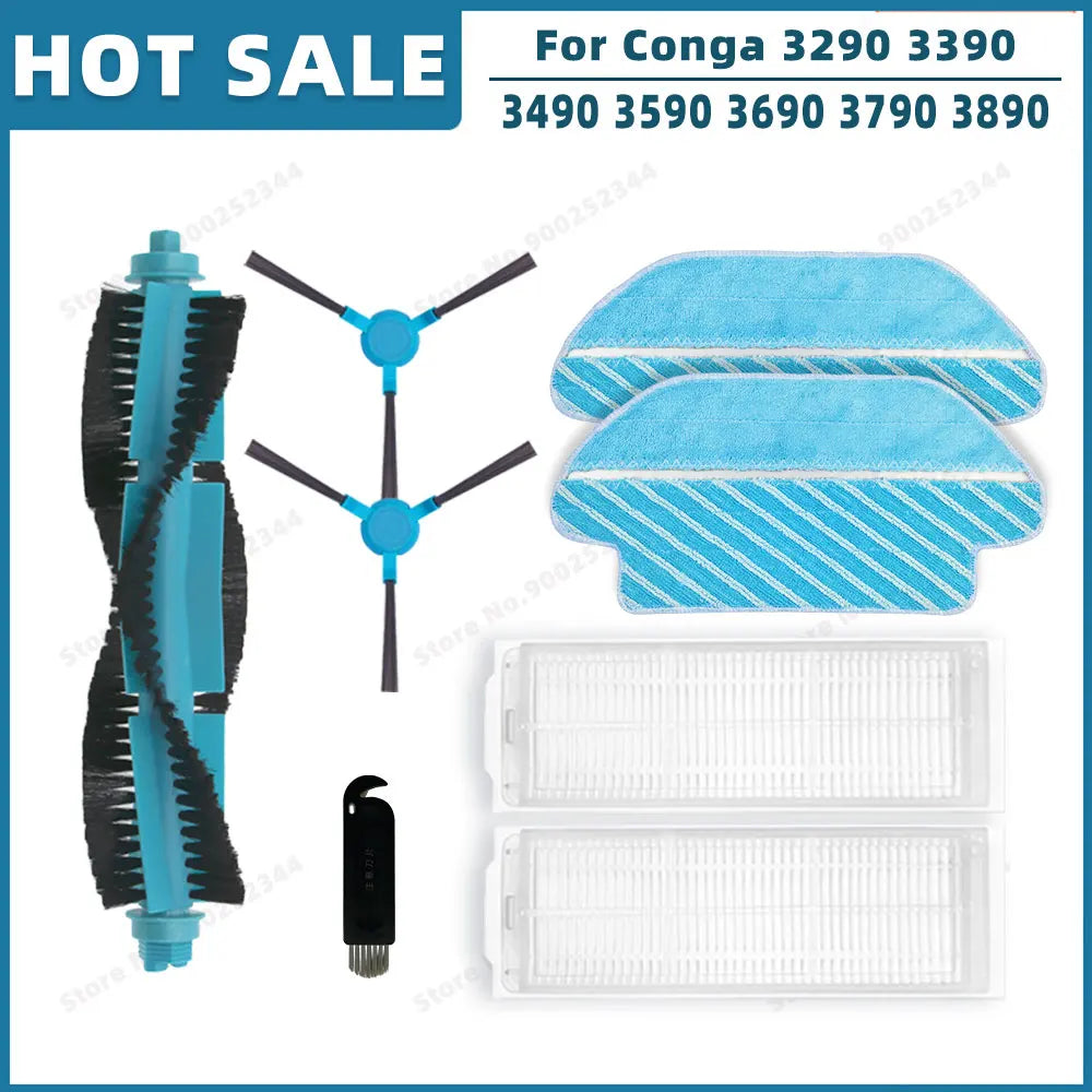 Compatible For Cecotec Conga 3290 3390 3490 3590 3690 3790 3890 Ultra Titanium Vital Parts Main Side brush Hepa Filter Mop Rag