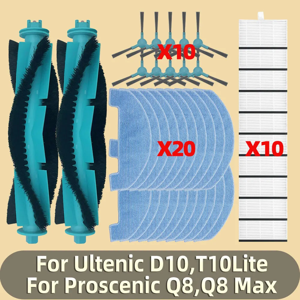 Accessories Fit For ( Ultenic D10 T10Lite Proscenic Q8 Q8 Max ) Vacuum Robot Main Roller Side Brush Mop Pad Filter Hepa Parts