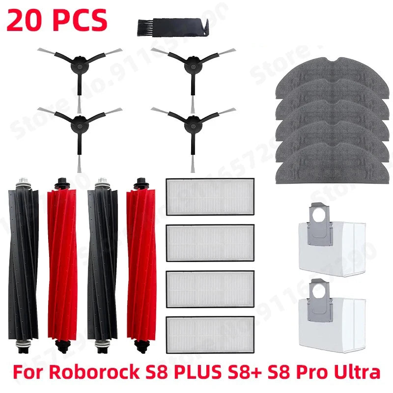 Roborock S8 PLUS S8+ S8 Pro Ultra G20 Robot Vacuum Main Side Brush Mop Hepa Filter Dust Bag Cleaning Rolling Brush Accessories