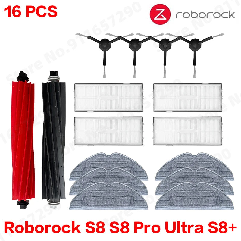 Roborock S8 Pro Ultra S8+ Robot Vacuum Spare Parts Mop Cloths Main Side Brushes HEPA Filters Dust Bags Accessories