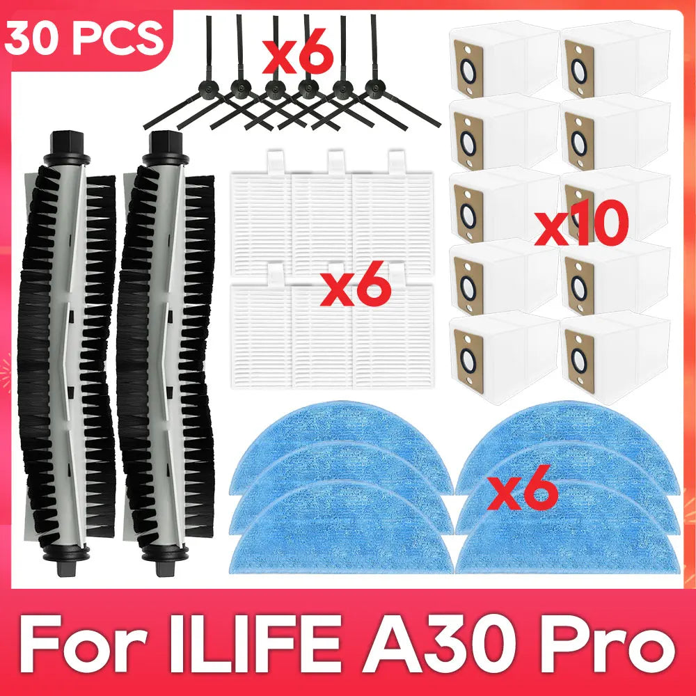 Fit For ( ILife A30 Pro ) Main Side Brush Filter Mop Dust Bag Parts Accessories Robot Vacuum Cleaner Kit