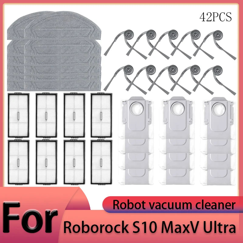 Roborock S10 MaxV Ultra Robot Vacuum Cleaner Accessories Main Brush Side Brush HEPA Filter Mop Cloths Dust Bag Spare Par