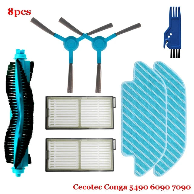 Accessories For Cecotec Conga 5490 6090 7090 Robot Vacuum Cleaner Main Side Brush Hepa Filter Mop Cloth Replacement Spare Parts