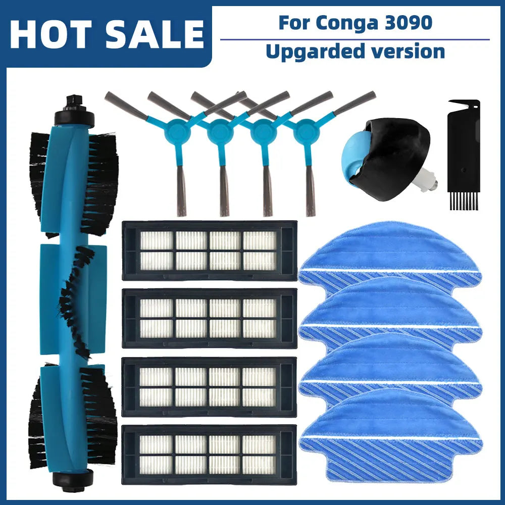 Compatible For Cecotec Conga 3090 Robot Vacuum Spare Parts Accessories Main Side Brush Hepa Filter Mop Rag Cloth Universal Wheel