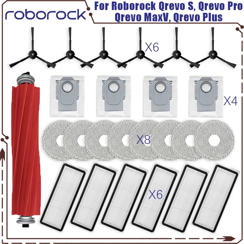 Roborock Qrevo S Qrevo Pro Qrevo MaxV Qrevo Plus Vacuum Parts - Main Roller Side Brush Filter Mop Pad Cloth Dust Bag
