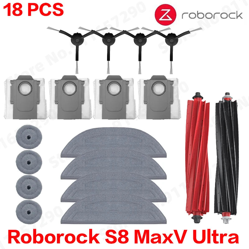Roborock S8 MaxV Ultra Robot Vacuum Cleaner Accessories Mop Cloth Vacuum Bags Side Brush Filter Replaceable Spare Parts
