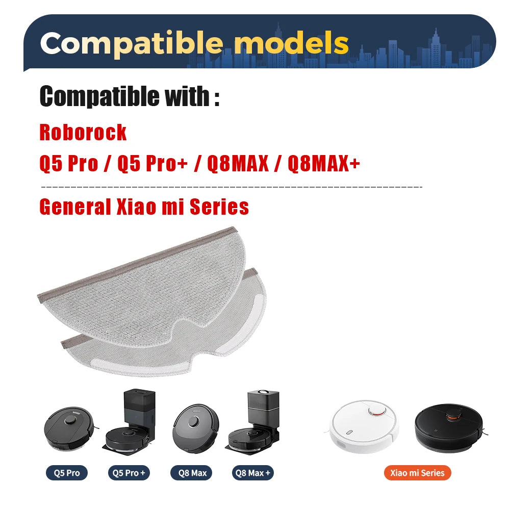 Mop Cloths Replacement Parts for Roborock Q5 Pro/Q5 Pro+/Q8 