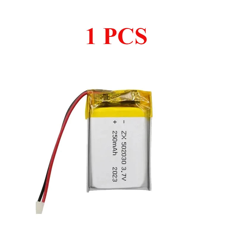 502030 Battery 3.7V 250mAh Lipo Polymer Rechargeable Li-ion Batteries Ph-2.0mm for Bluetooth Headset Car Recorder Car Toys