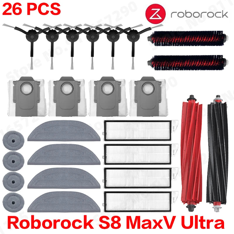 Roborock S8 MaxV Ultra Robot Vacuum Cleaner Accessories Mop Cloth Vacuum Bags Side Brush Filter Replaceable Spare Parts