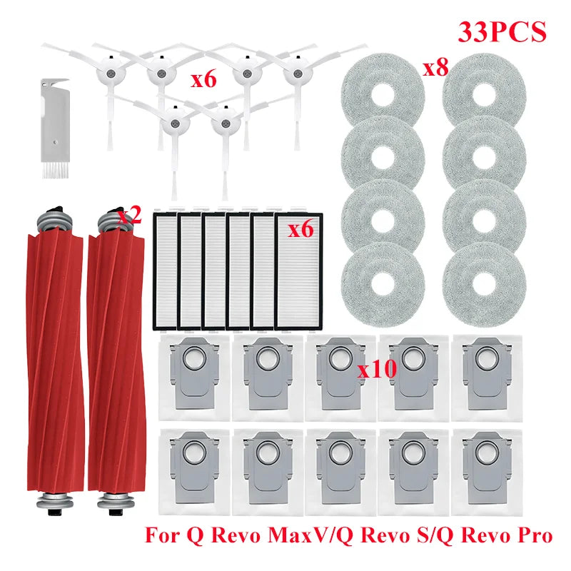 Accessories For Roborock Q Revo MaxV/Q Revo S/Q Revo Pro Vacuum Cleaner Part Main Brush Mop Cloth Dust Bag Mopping Cloth Pad