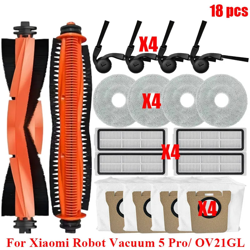 Fit For Xiaomi Robot Vacuum 5 Pro/ OV21GL Robot Vacuum Cleaner Main Side Brush Hepa Filter Mop Cloths Dust Bag Replacement Parts
