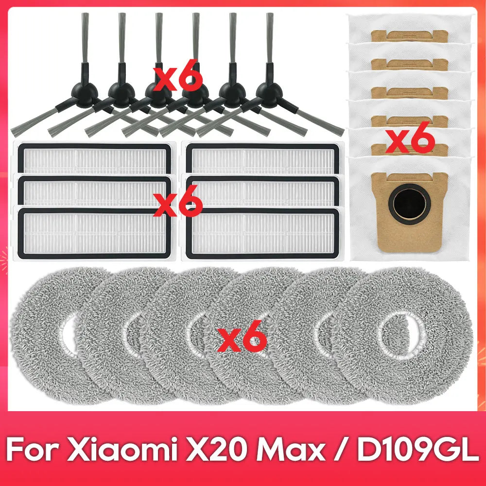 Fit For ( Xiaomi Robot Vacuum X20 Pro X20 Max M30 M40S D102GL D109GL D102 ) Part Accessory Brush Filter Mop Dust Bag