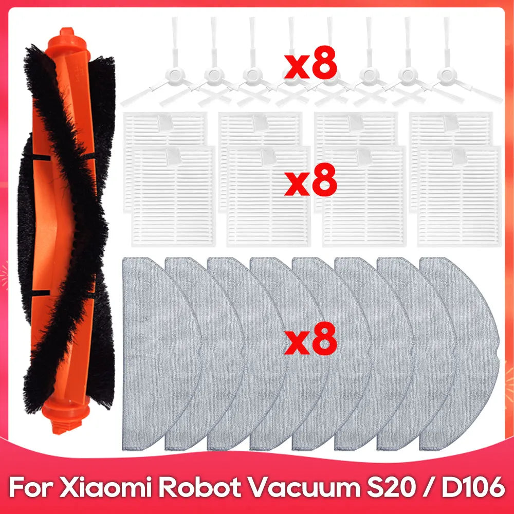 Fit For ( Xiaomi Robot Vacuum S20 D106 E12 E10 B112 ) Part Accessories Main Side Brush Mop Filter Robot Vacuum Cleaner Kit