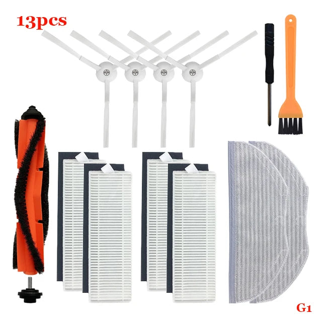 For Xiaomi Mijia G1 MJSTG1 Robot Vacuum Parts Essential Main Rolling Brush Side Brush Hepa Filter Mop Cloth Water Tank Dust Box