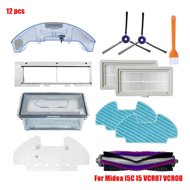 For Midea I5 I5C VCR07 VCR08 Robot Vacuum Cleaner Midea I5C Spare Parts Roller Brush Mop Bracket Dust Box Water Tank Accessories