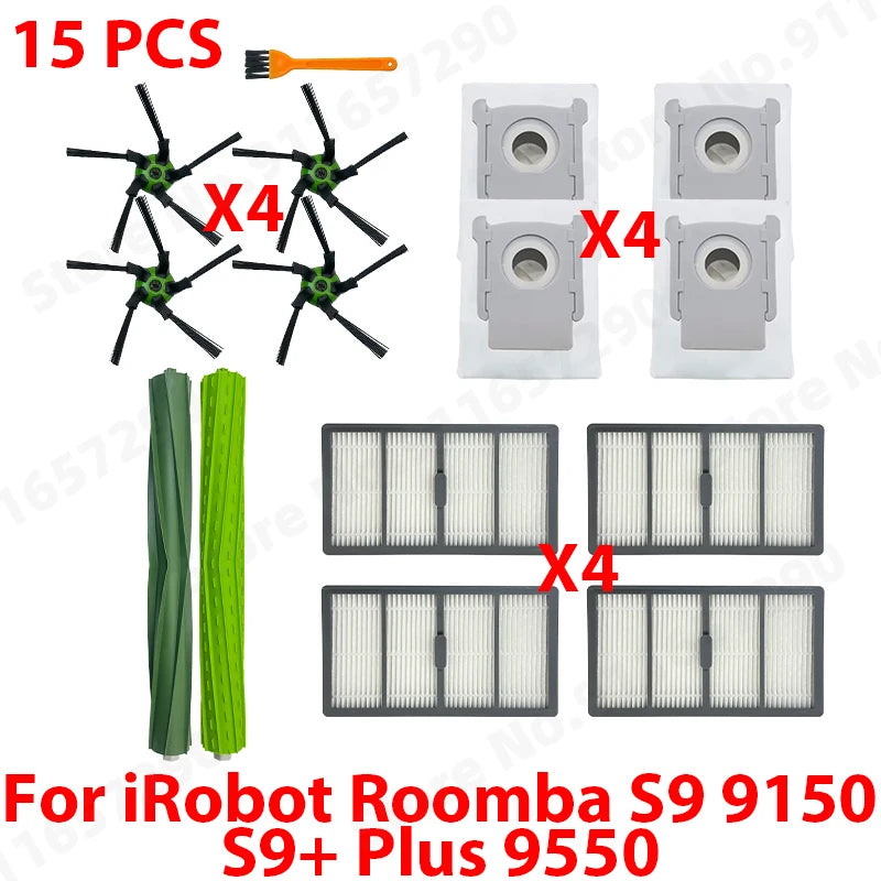 Main Side Brushes HEPA Filters Dust Bag Spare Parts For IRobot Roomba S9 9150 / S9+ Plus 9550 Robot Vacuum Cleaner Accessories