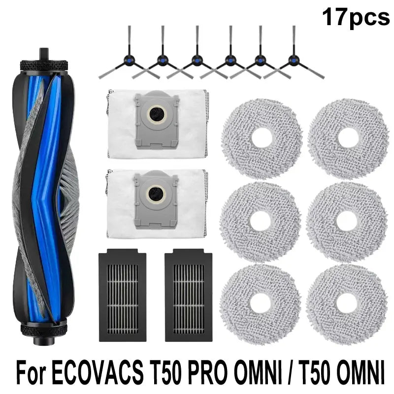 ECOVACS T50 PRO OMNI / T50 OMNI Accessories Main Side Brushes Mop Cloths HEPA Filters Dust Bags Robot Vacuum Spare Parts