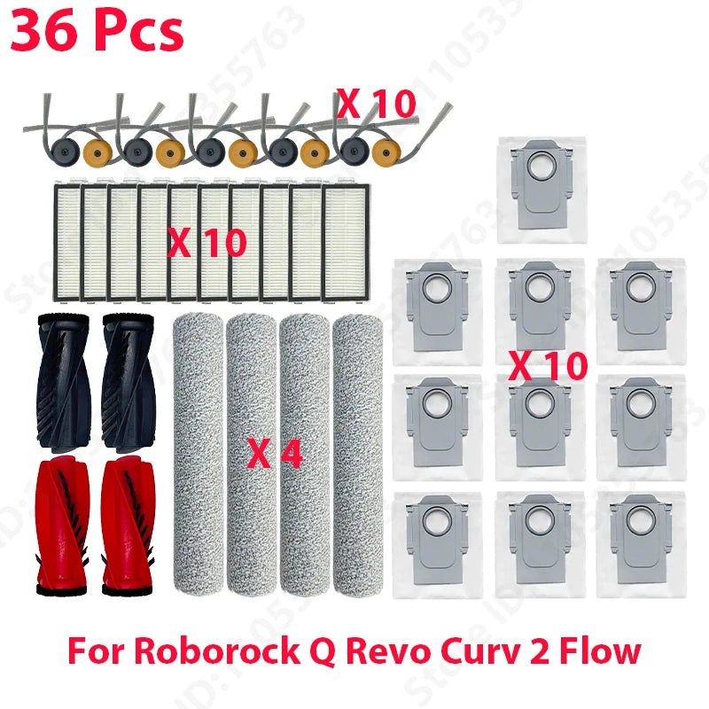 Original Roborock Q Revo Curv 2 Flow Filter Main / Side Brush Roller Mop Dust Bag Robot Vacuum Cleaner Parts