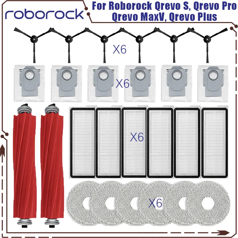 Roborock Qrevo S Qrevo Pro Qrevo MaxV Qrevo Plus Vacuum Parts - Main Roller Side Brush Filter Mop Pad Cloth Dust Bag