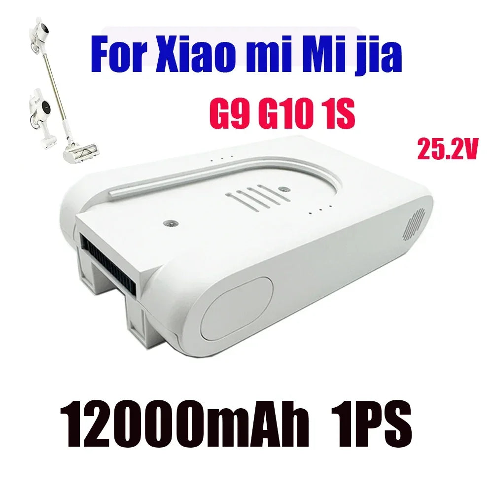 2026 25.2V Rechargeable Lithium Ion Battery Pack 12000mAh for Xiaomi Mijia G9 G10 Wireless Vacuum Cleaner Accessories