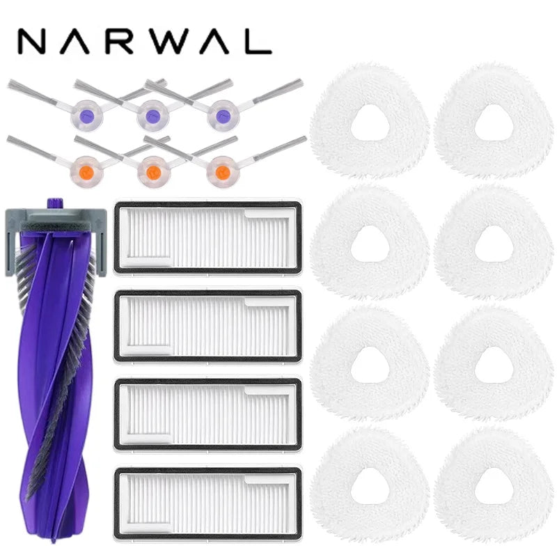 Narwal Freo X Ultra / J4 / J4 Lite Robot Vacuum Spare Parts Main Side Brushes Mop Cloths HEPA Filters Accessories
