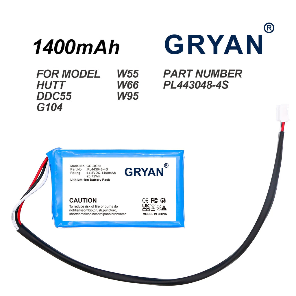 Battery For HUTT DDC55 DDC5 W55 W66 G104 DDC51 Window Cleani