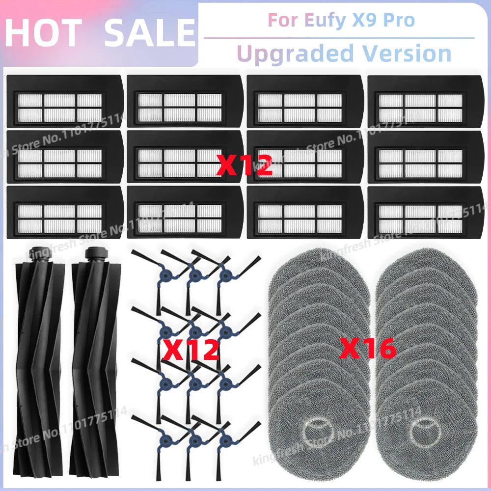 Compatible For Eufy X9 Pro Robot Vacuum Replacement Parts Main Roller Side Brush Hepa Filter Mop Cloth Pad Accessories