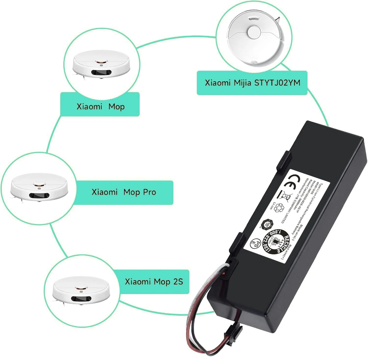 Replacement 12800mAh 14.4V Li-ion Battery for Conga 3290 339