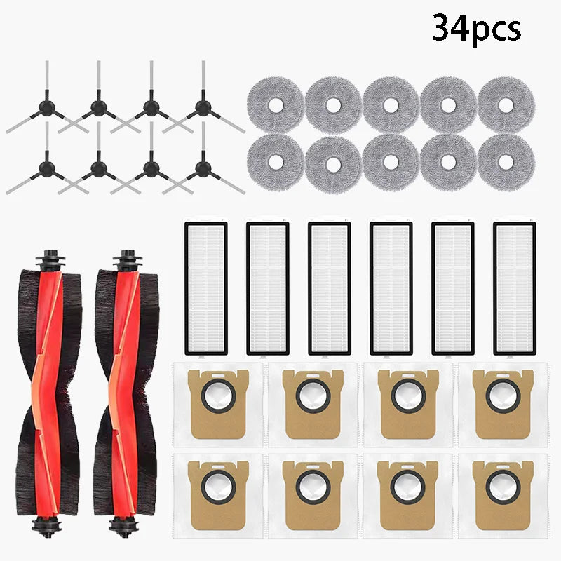 For Xiaomi X20 Max / D109GL Robot Vacuum Parts Main Brush Side Brush Hepa Filter Mop Cloth Dust Bag Replacement Accessories