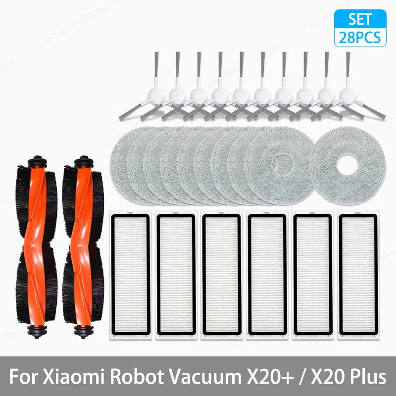 For Xiaomi Robot Vacuum X20+ / X20 Plus Parts Accessories Main Brush Side Brush Hepa Filter Mop Cloth Dust Bag Replacement Spare