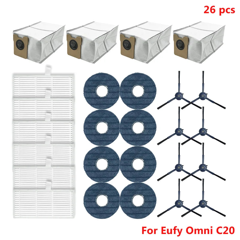 Fit For Eufy Omni C20 Robot Spare Vacuum Cleaner Accessories Main Side Brush Filter Mop Cloth Dust Bag Replacement Spare Parts