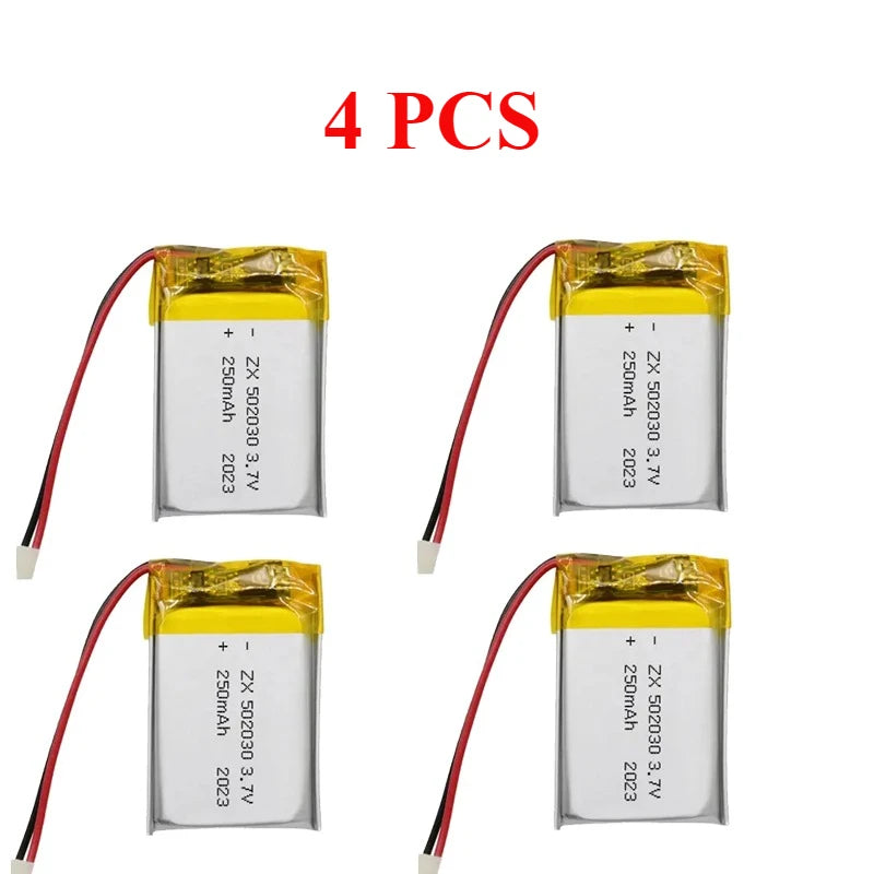 502030 Battery 3.7V 250mAh Lipo Polymer Rechargeable Li-ion Batteries Ph-2.0mm for Bluetooth Headset Car Recorder Car Toys