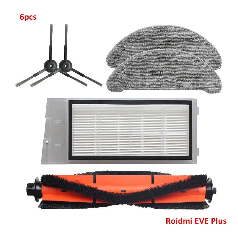 For Roidmi Eve Plus SDJ01RM Robotic Vacuum Cleaner Spare Parts Mop Cloth Hepa Filter Main Brush Side Brush Dust Bag Accessories