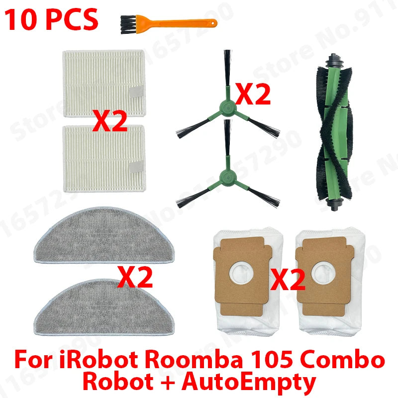Main Side Brush Roller Mop Filters Dust Bag Spare Parts For IRobot Roomba 105 Combo Robot + AutoEmpty Dock Accessories