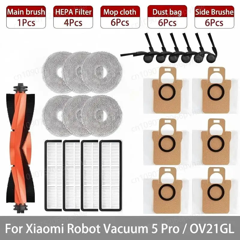 FIT For Xiaomi Robot Vacuum 5 Pro / OV21GL Cleaner Accessories Main Brush Side Brush Hepa Filter Mop Cloth Dust Bag Parts Spare