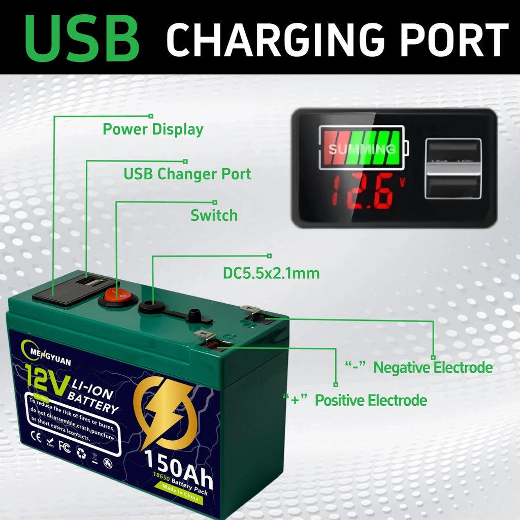 12V 150Ah Lithium-Ion Battery Built-in BMS Deep Cycle for LE