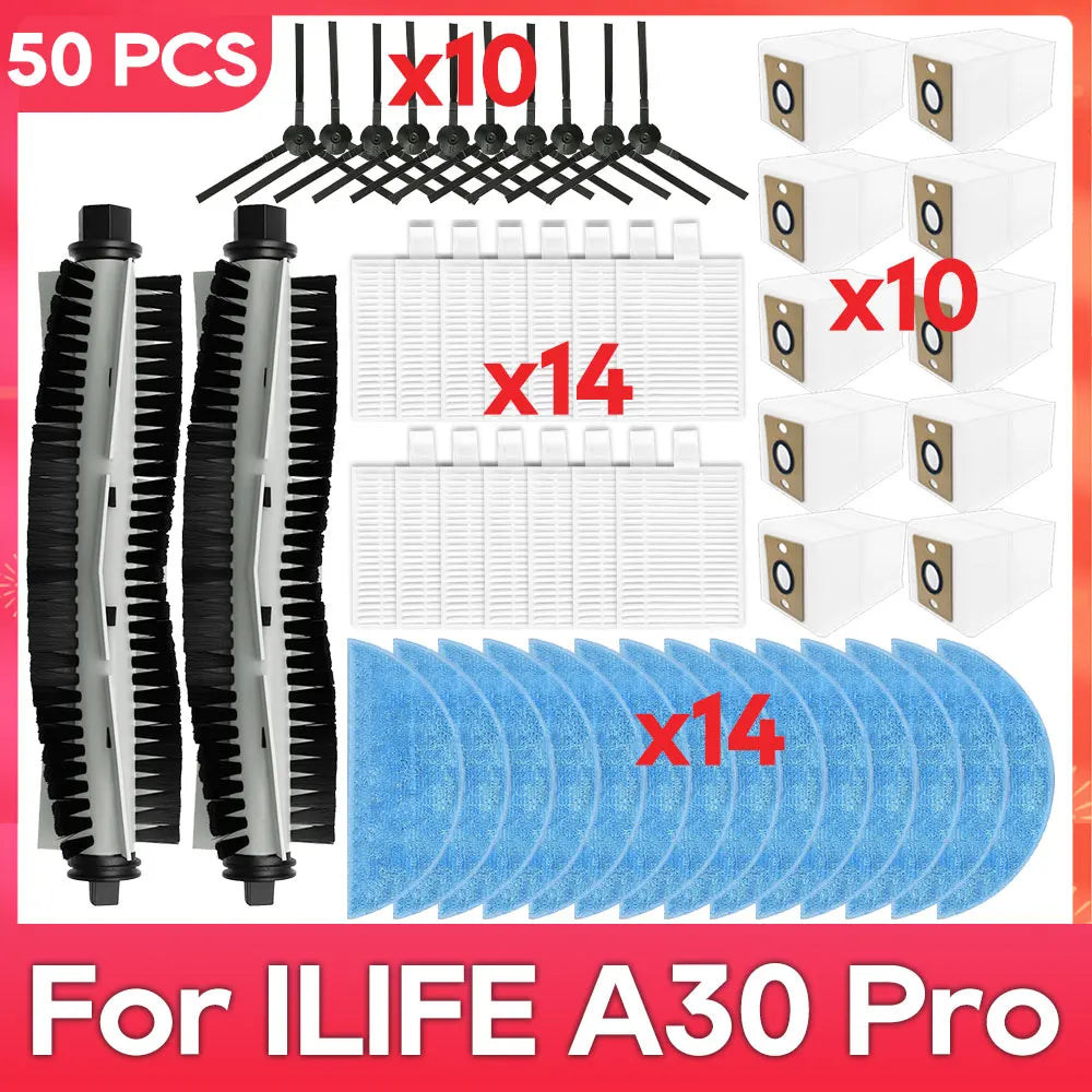 Fit For ( ILife A30 Pro ) Main Side Brush Filter Mop Dust Ba