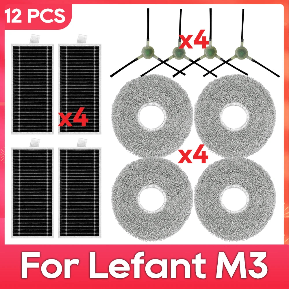 Fit For ( Lefant M3 / M3 MAX / M3L / Gen2 / Gen1 ) Brush Filter Mop Dust Bag Parts Accessories Robot Vacuum Cleaner Kit
