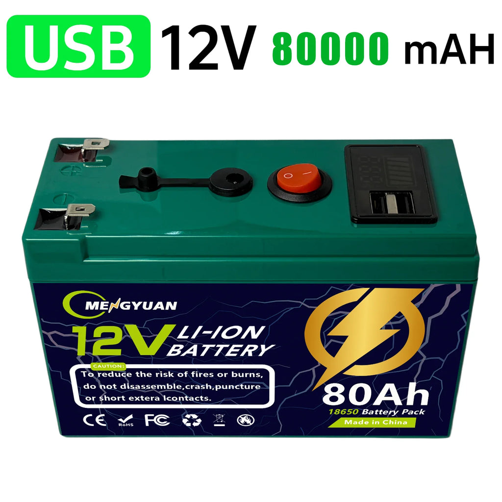 12V 150Ah Lithium-Ion Battery Built-in BMS Deep Cycle for LED Lighting Portable Energy Storage Monitoring Solar Energy