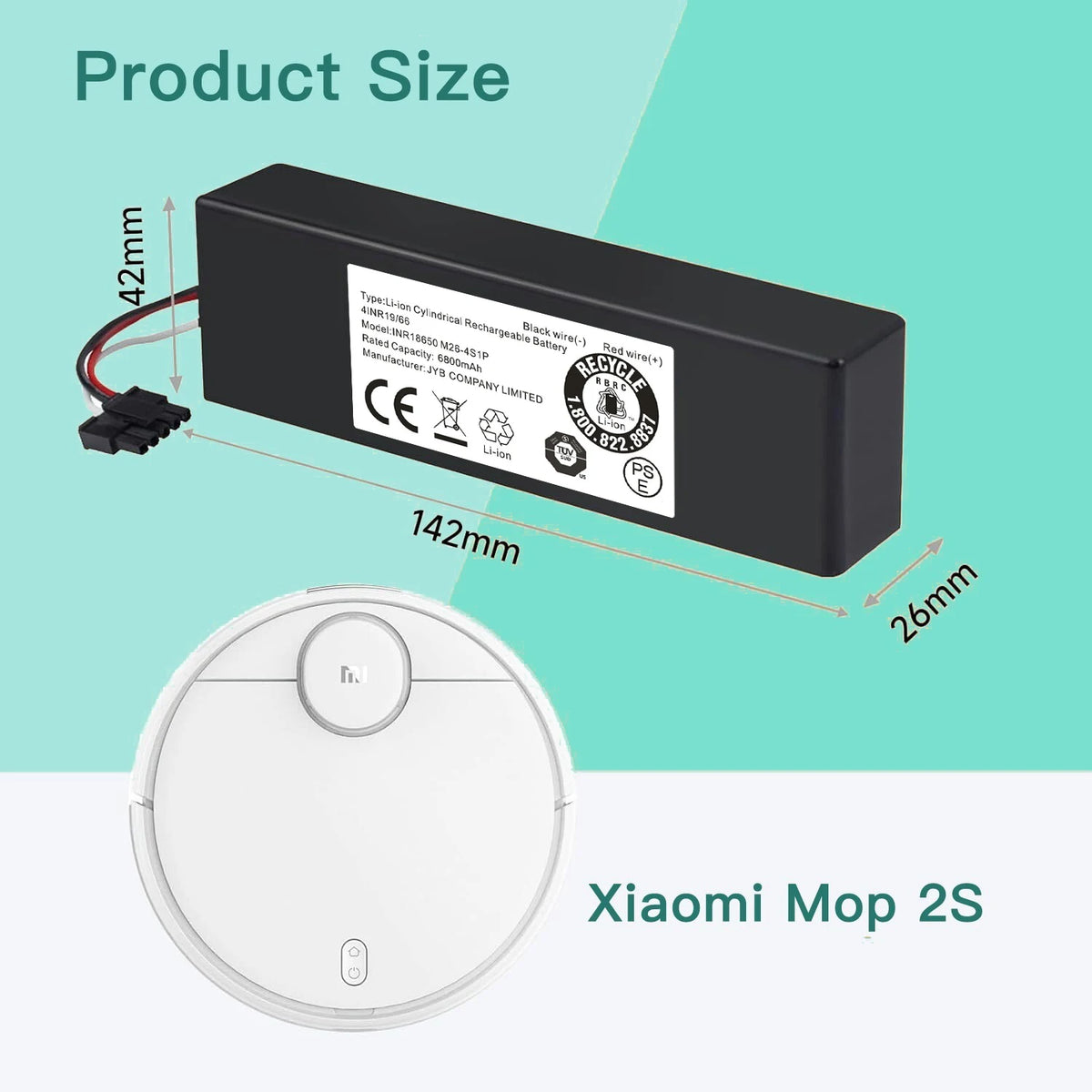 Replacement 12800mAh 14.4V Li-ion Battery for Conga 3290 339
